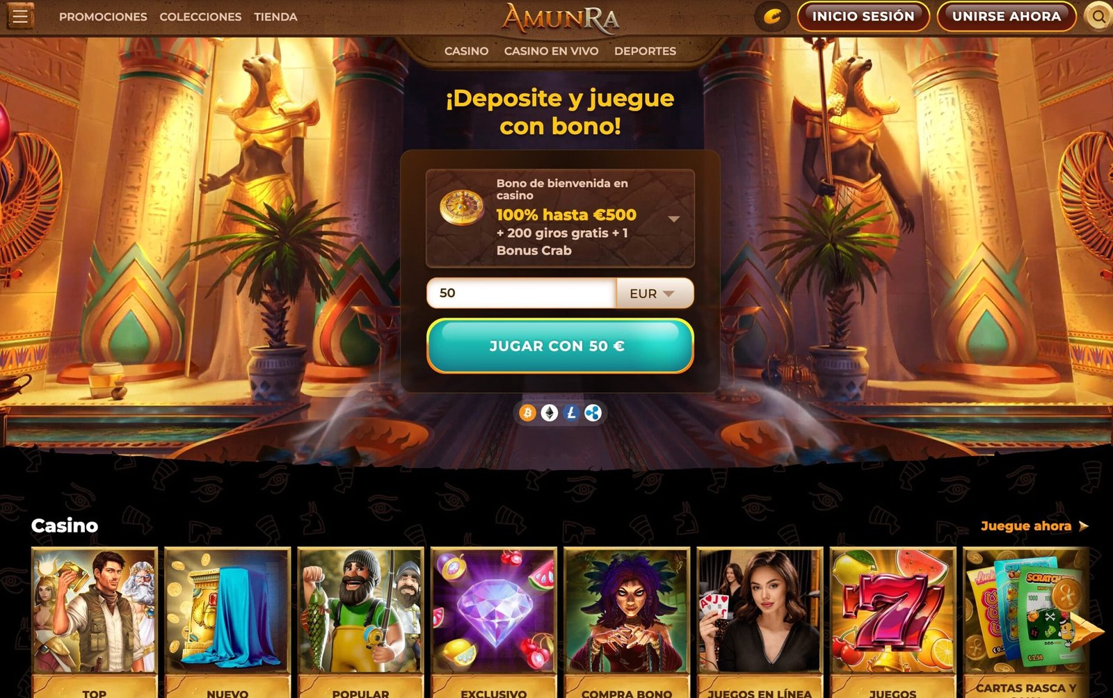 Amunra Casino main page