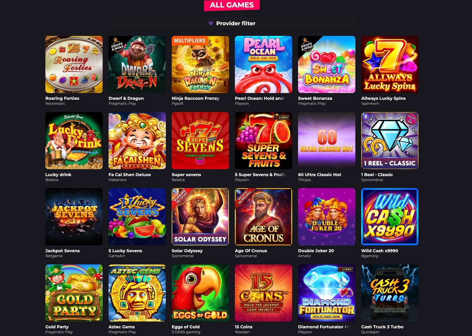 Superboss Casino games