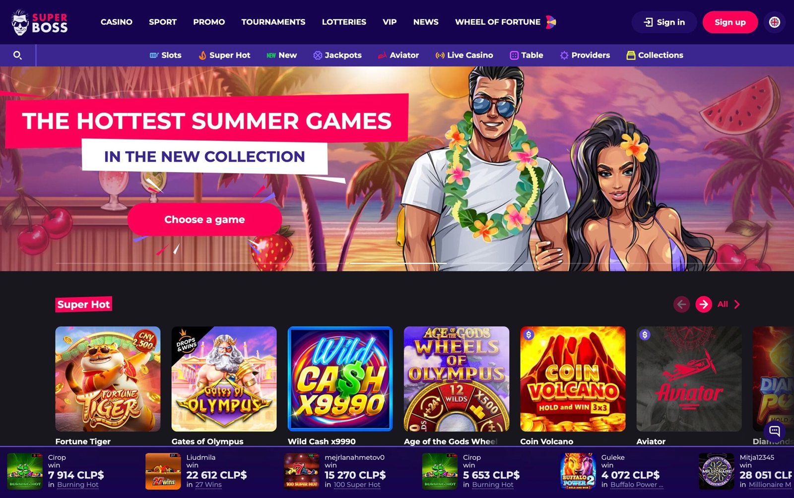 Superboss Casino main page