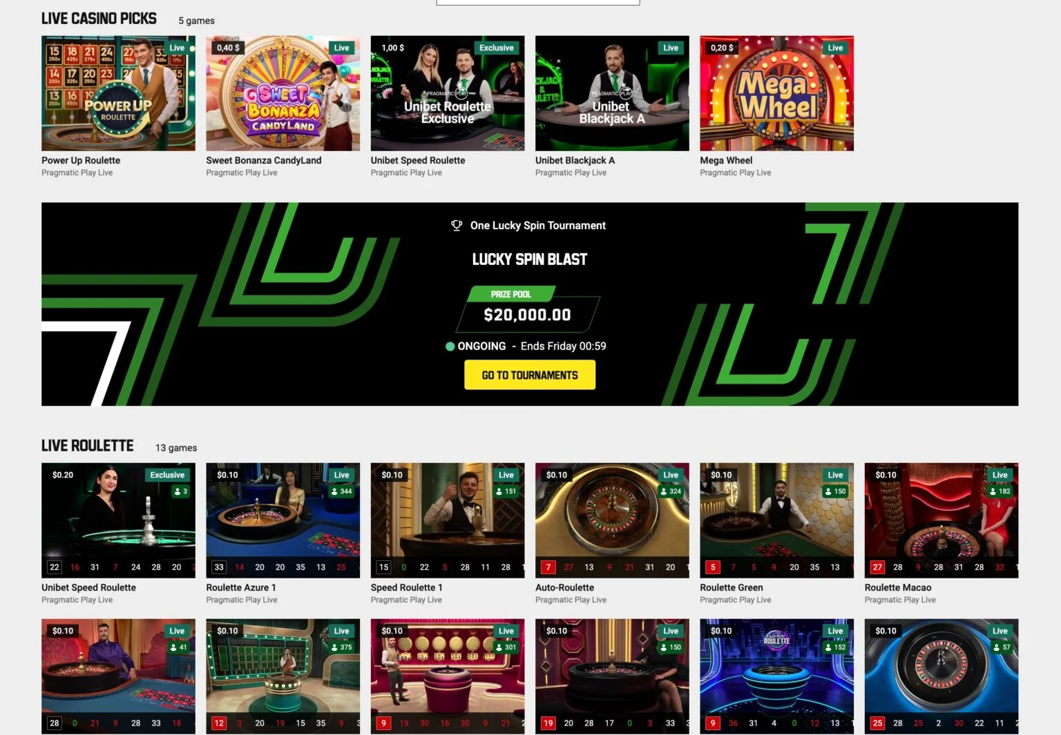 Unibet Casino Live Games