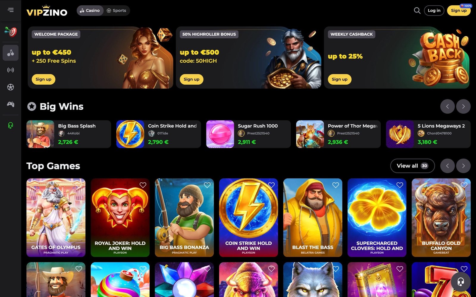 Vipzino main page