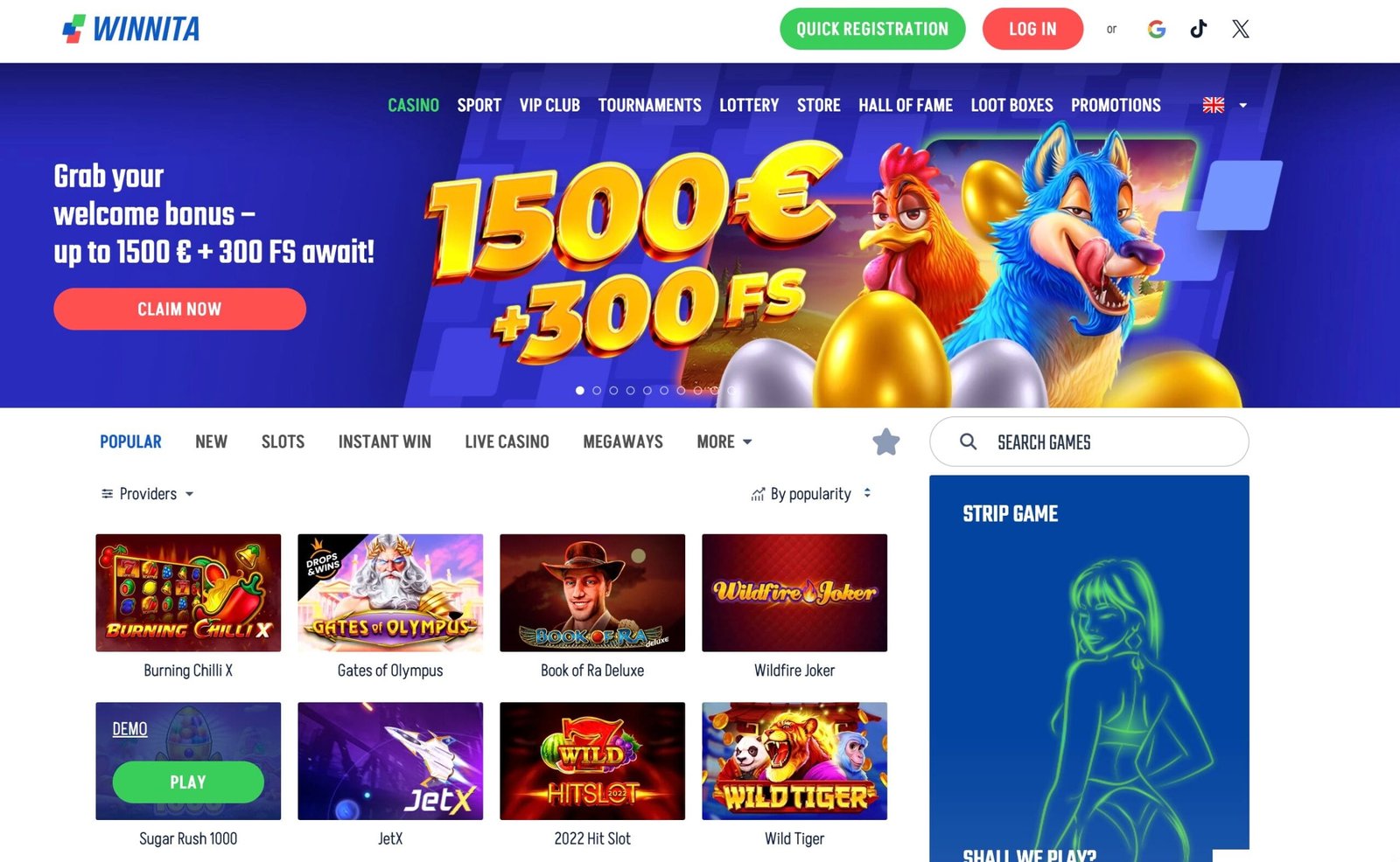 Winnita casino main page