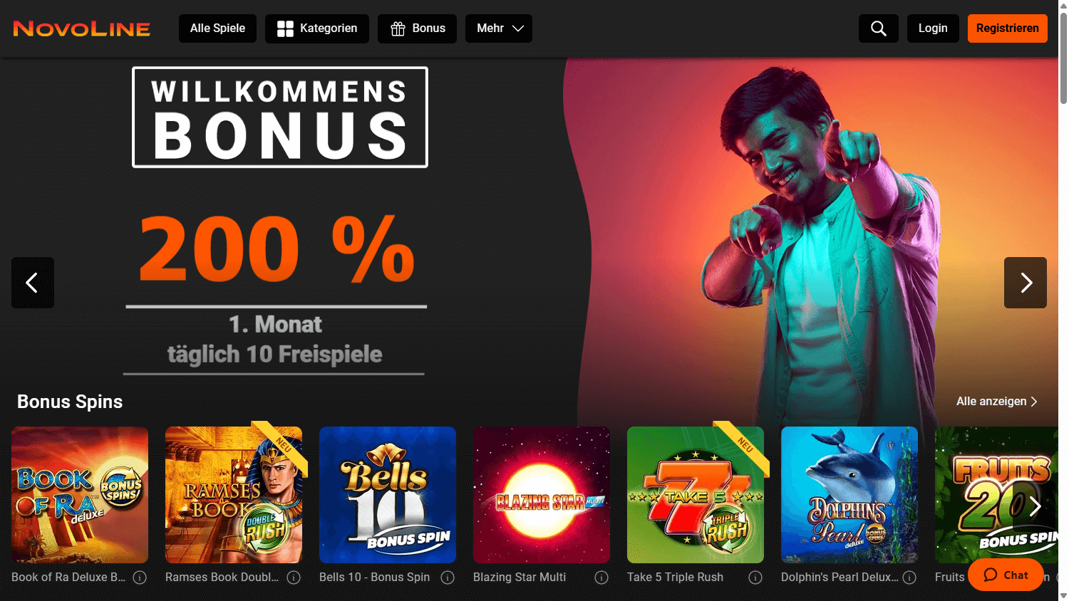 Ansicht der Spielautomaten im Novoline Casino Deutschland auf dem Bildschirm